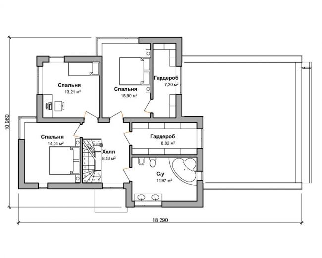 План второго этажа дом по проекту "Грена"
