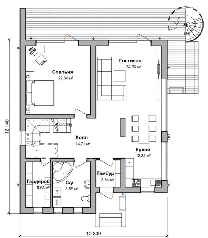 План первого этажа дом по проекту "Норборг"